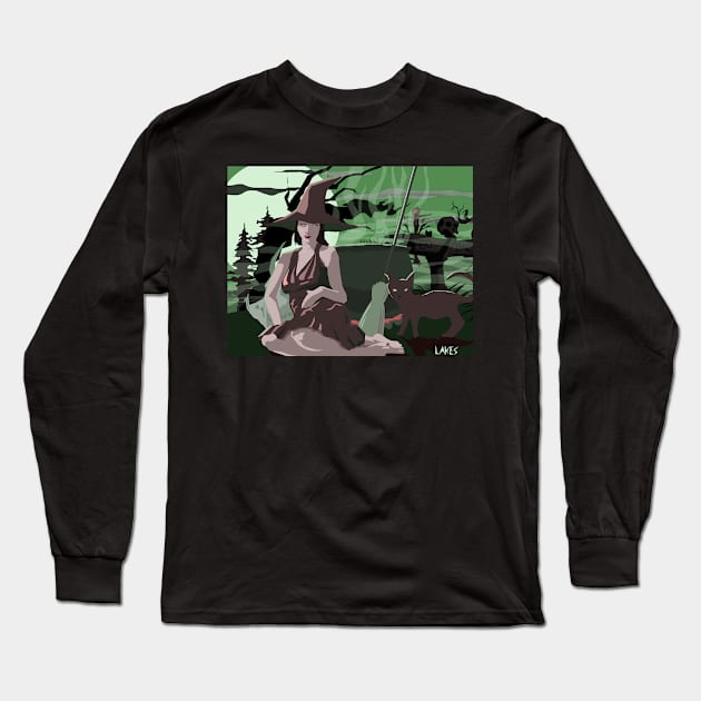 Elf witch and cat Long Sleeve T-Shirt by Space Spector